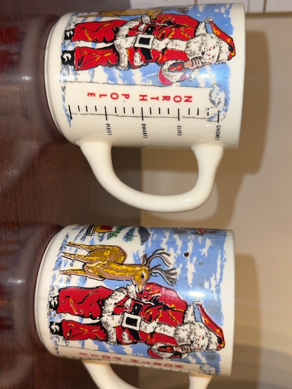 Vintage Santa’s workshop North Pole NY Christmas mugs